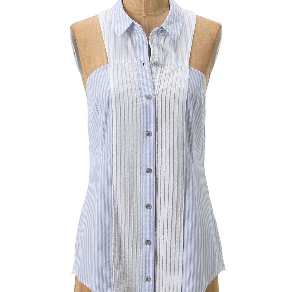Maeve Striped Sleeveless Button Down